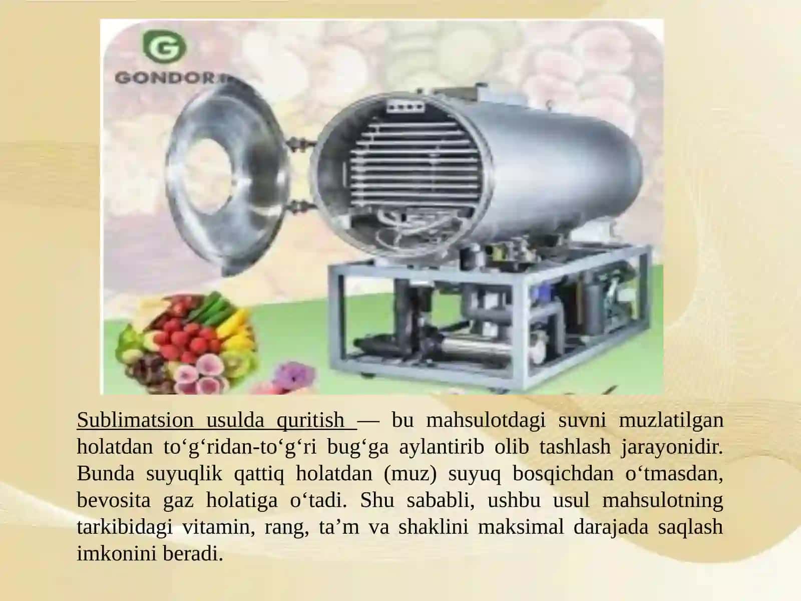 Anjir mevasini zamonaviy (sublimatsion) usulda quritish 3
