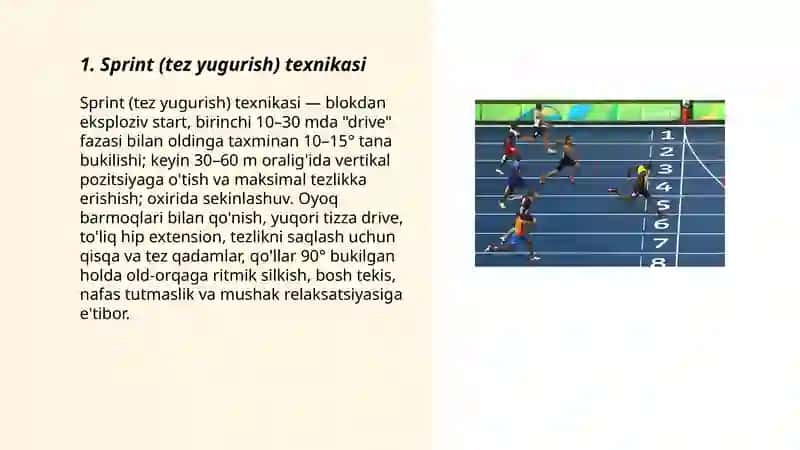 Sprint (tez yugurish) texnikasi 3