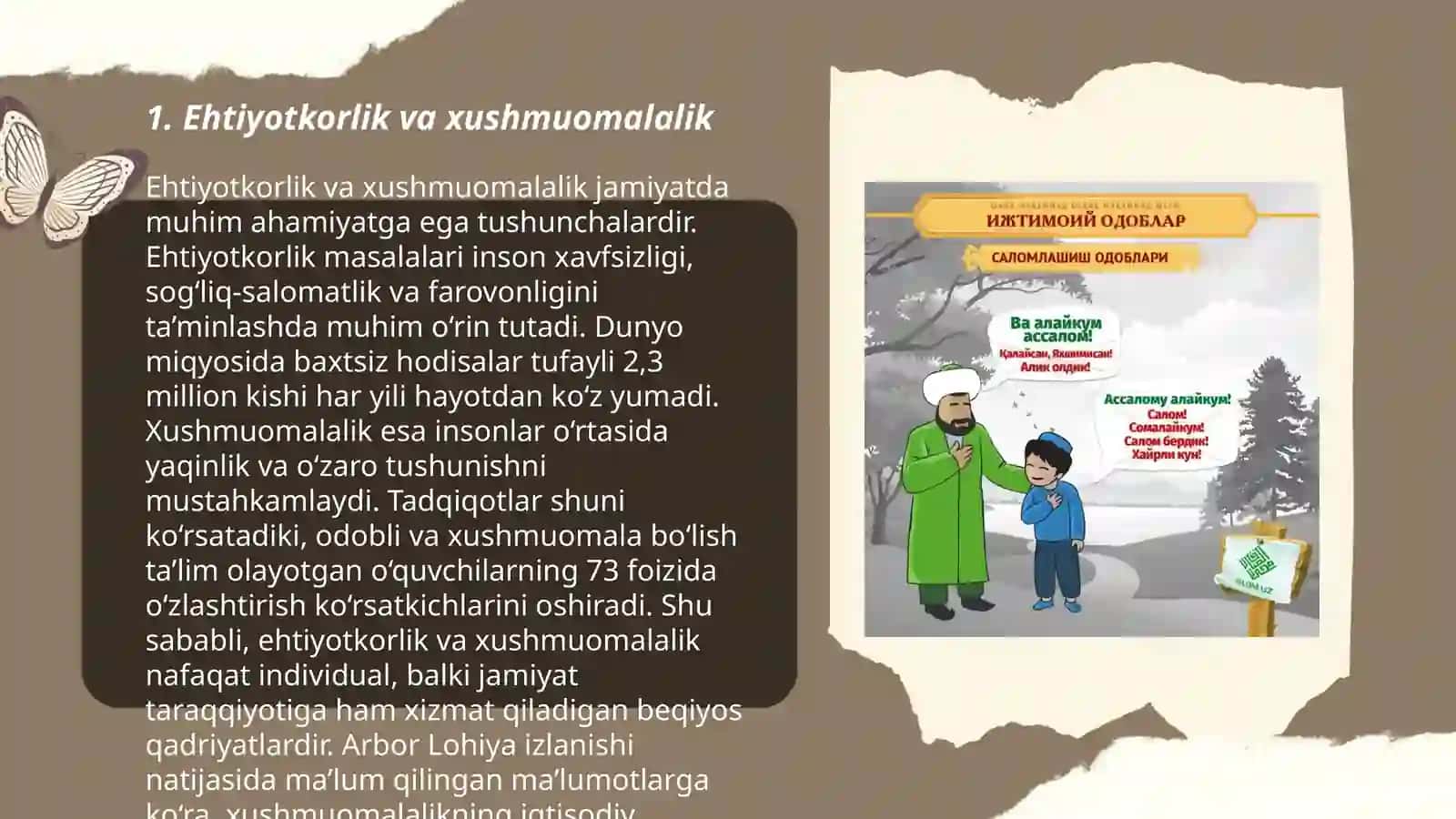 Muomala uchun zarur odoblar.7-sinf tarbiya darsligi 3