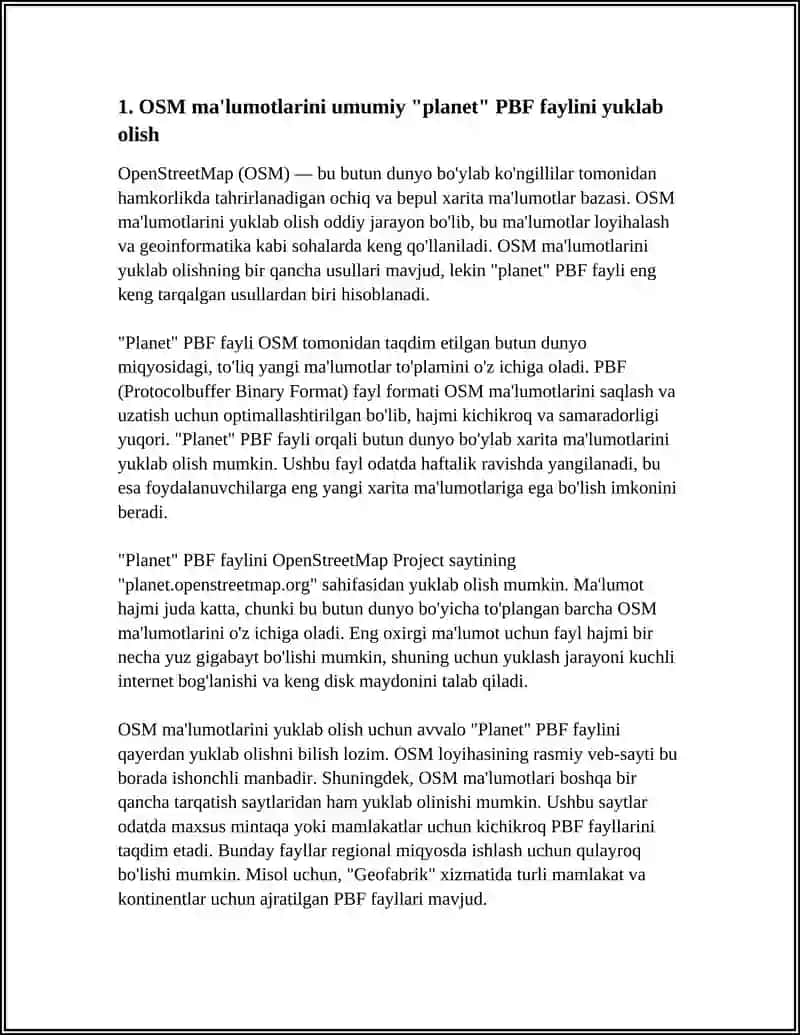 OPENSTREETMAP - OSM MA'LUMOTLARINI YUKLAB 3