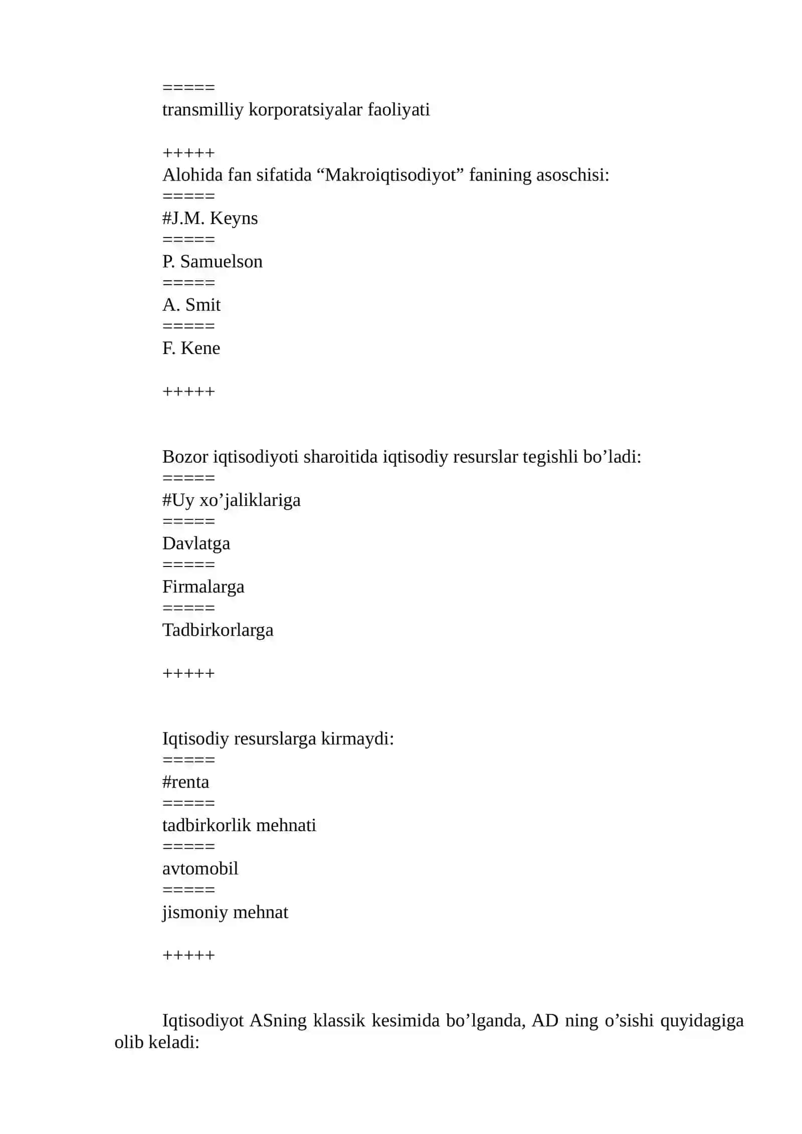 Makro iqtisodiyot test 3