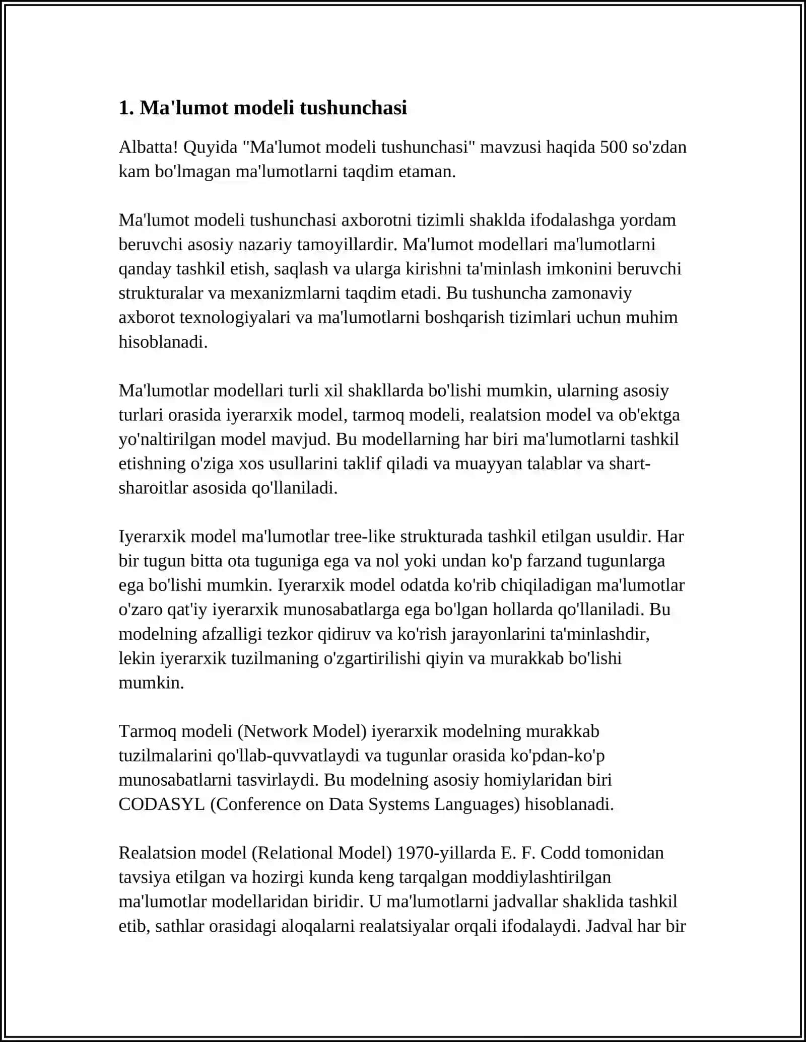 MA'LUMOT MODELI TUSHUNCHASI 3