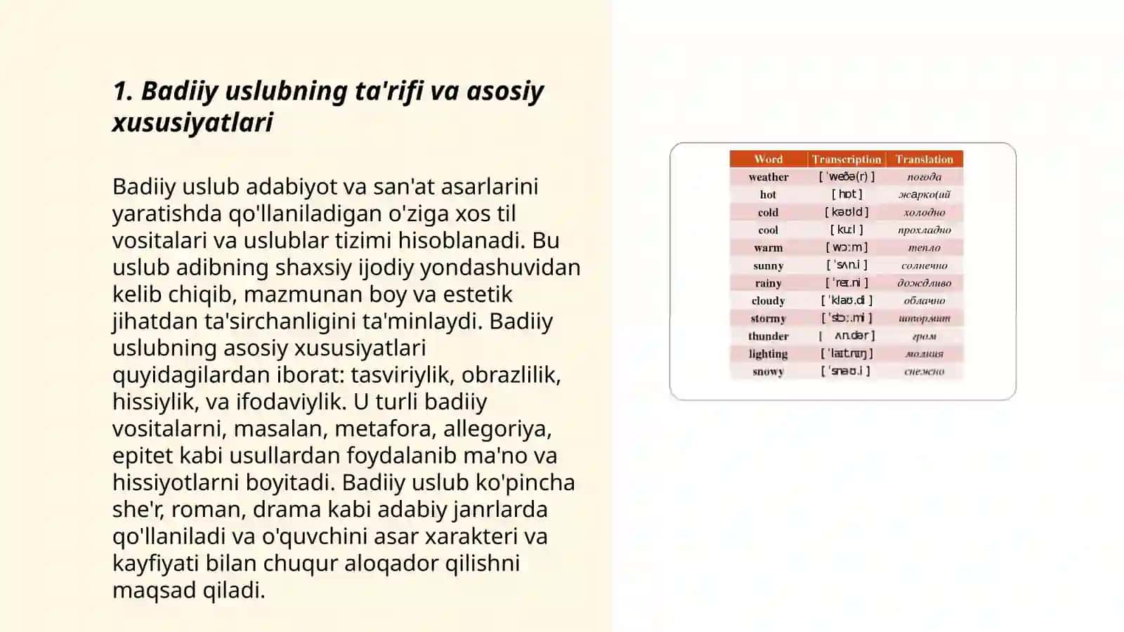 Badiiy uslub va uning o’ziga xos til xususiyatlari 3
