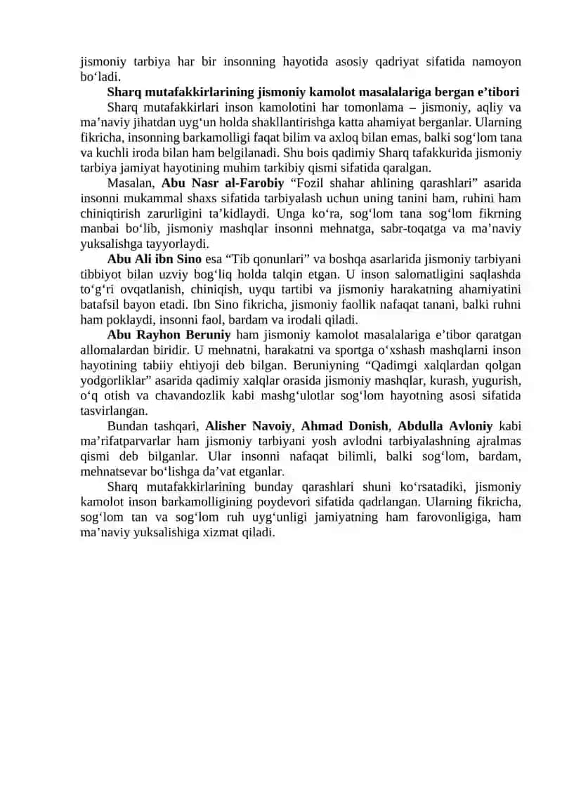 Sharq mutafakkirlarining jismoniy tarbiya haqida qarashlari 3