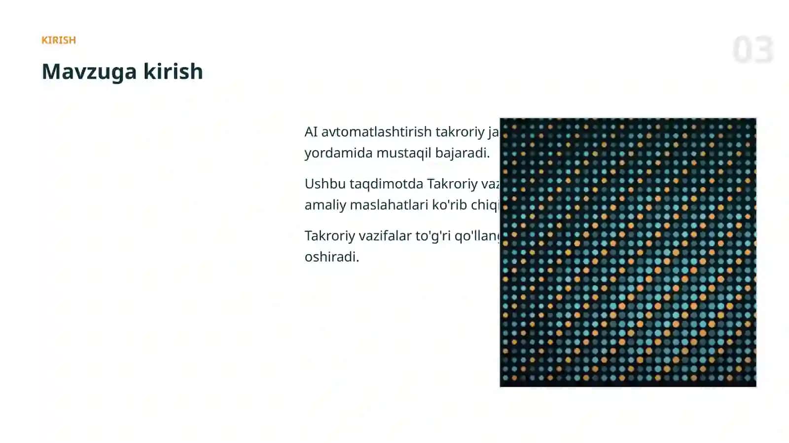 Tafimotlar - AI AVTOMATLASHTIRISH 3