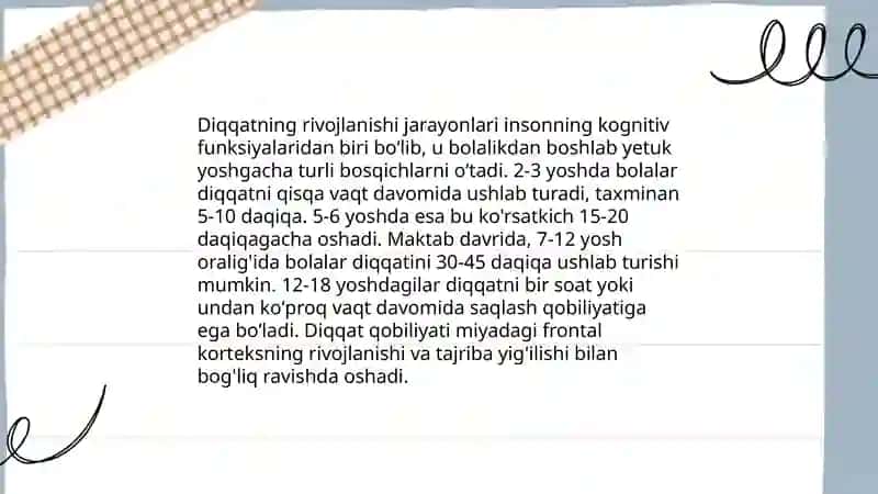 Diqqatning rivojlanishi jarayonlari 3