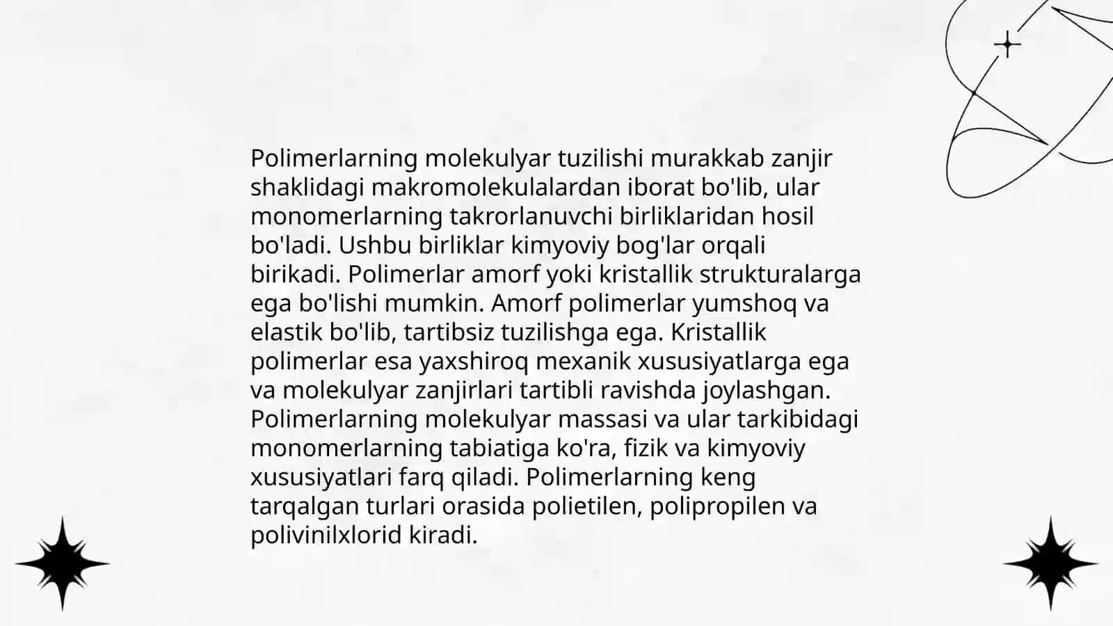 Polimerlarning kimyoviy tarkibi va xossalari 3