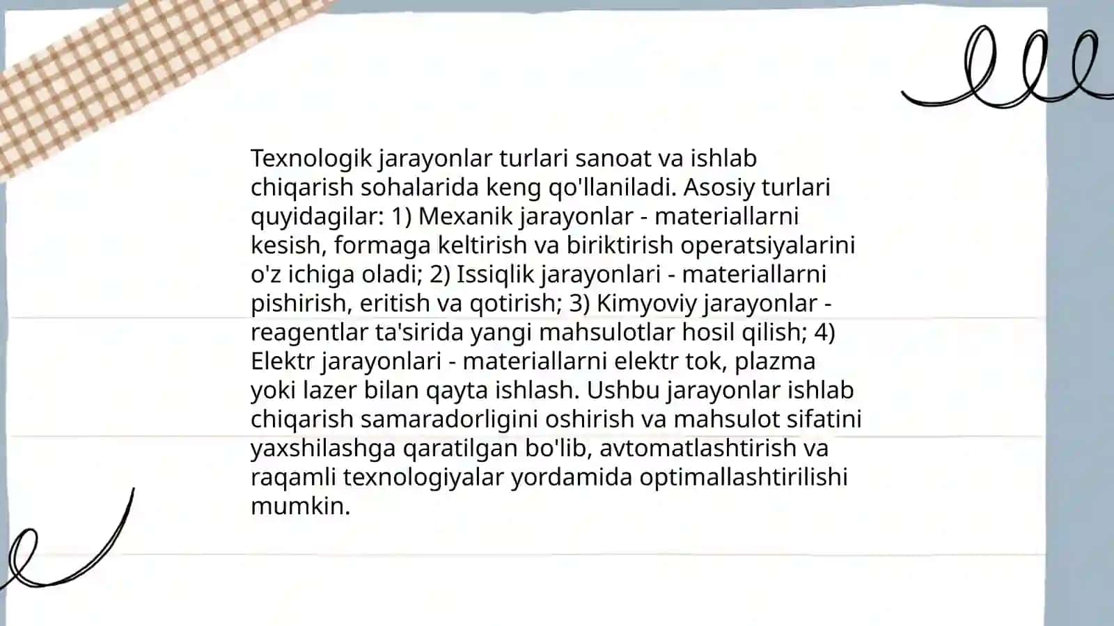Texnologik jarayon oʻtimlari boyicha chiqindilar hisobi 3