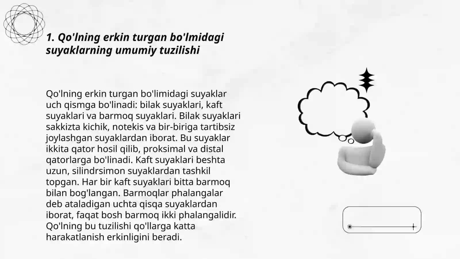 Qo'lning erkin turgan bo'lmidagi suyaklari 3