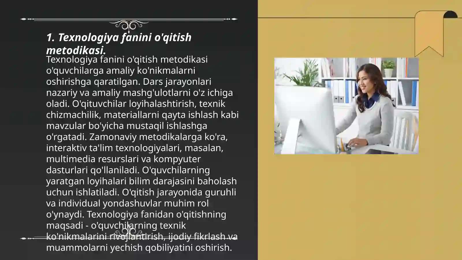 Texnologiya fanini o'qitish metodikasi 3