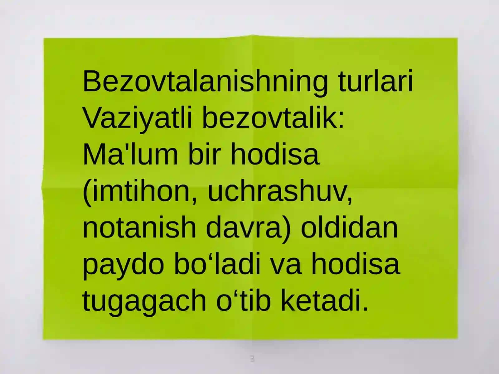 Bezovtalanish tushunchasi 3