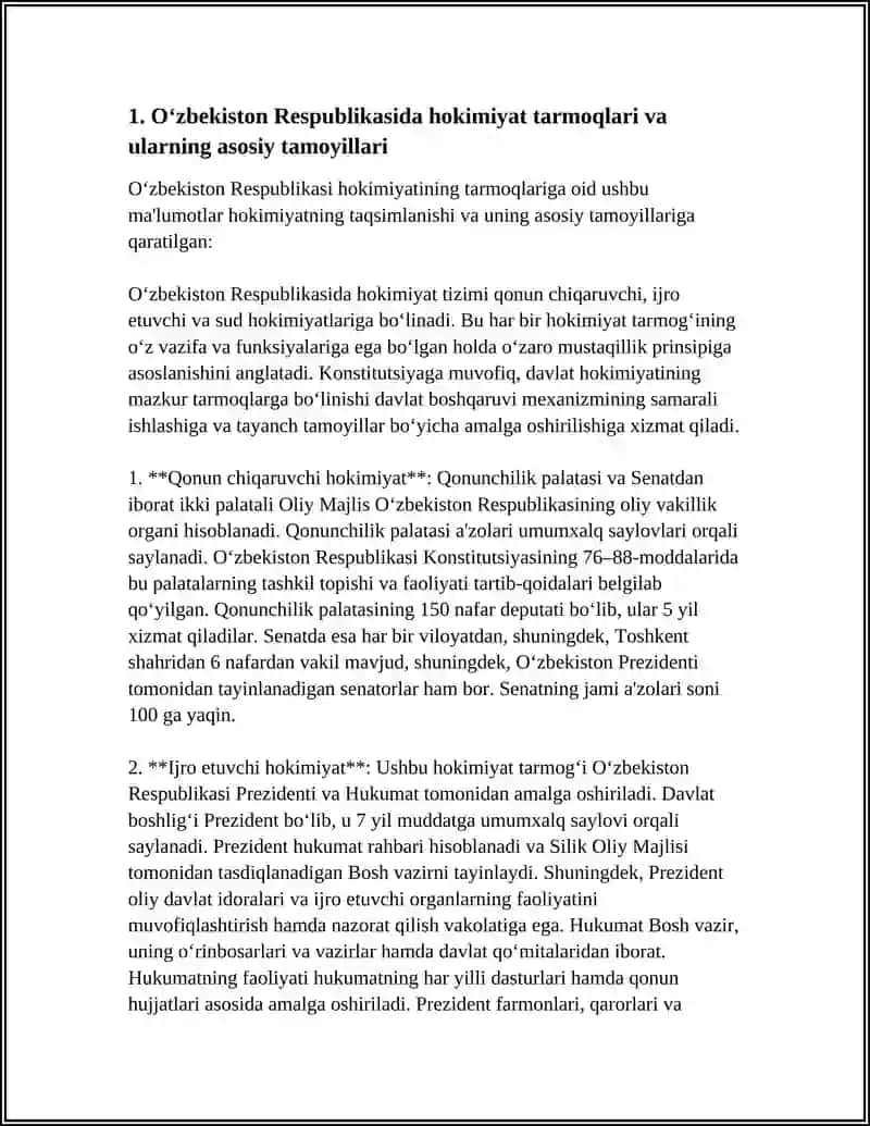 Oʻzbekiston Respublikasida hokimiyatlar tizimi 3