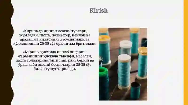 Tikuv iplarni ishlab chiqarish usullari 3