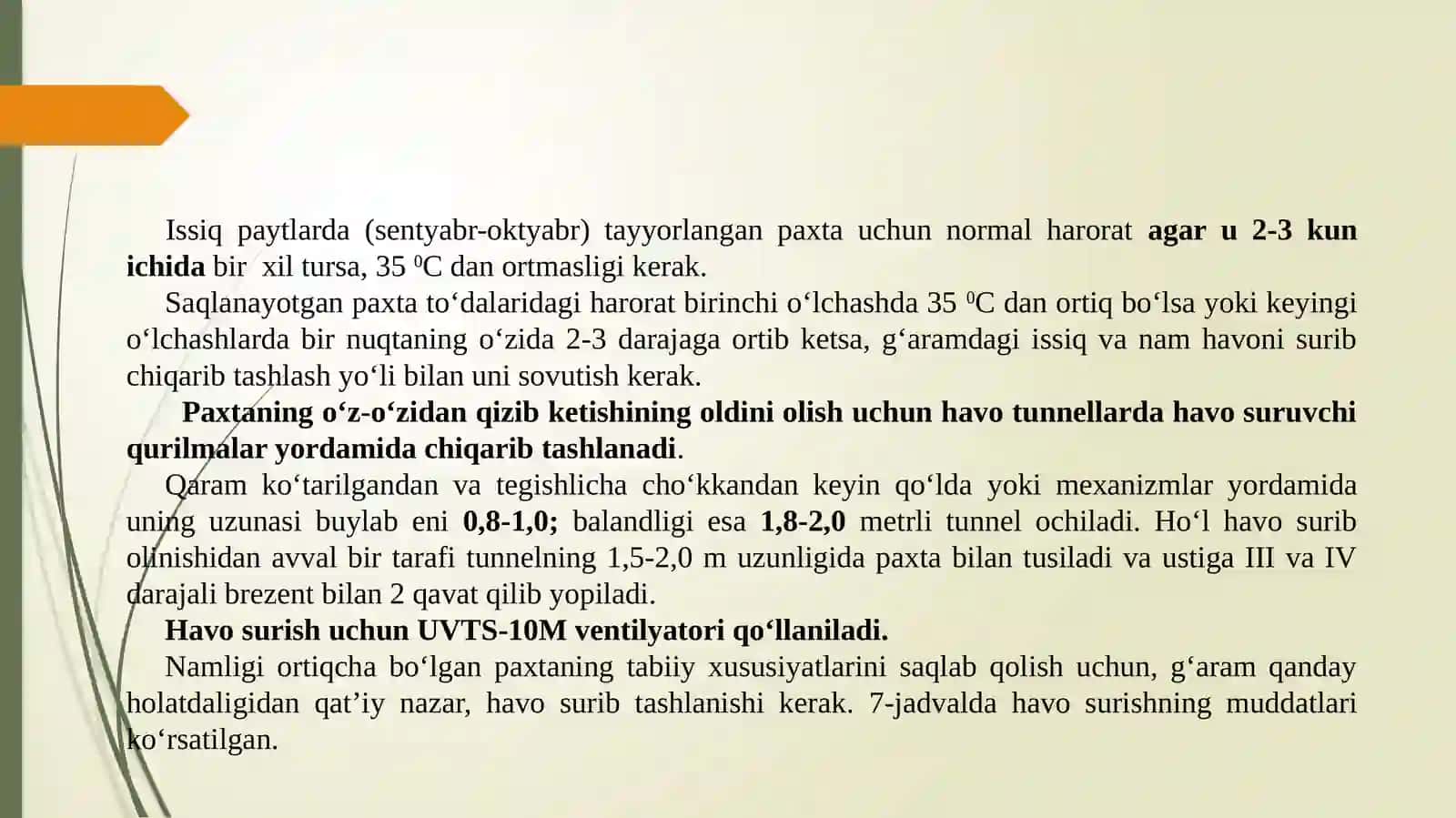 Paxta xom ashyosini g‘aramlashning o‘ziga xos xususiyatlari 3