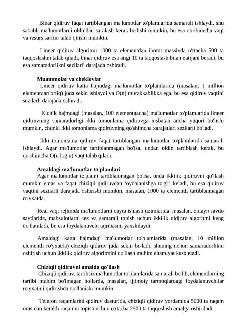 Chiziqli va ikkilik qidiruv algoritmlarini amalda qo'llash 3