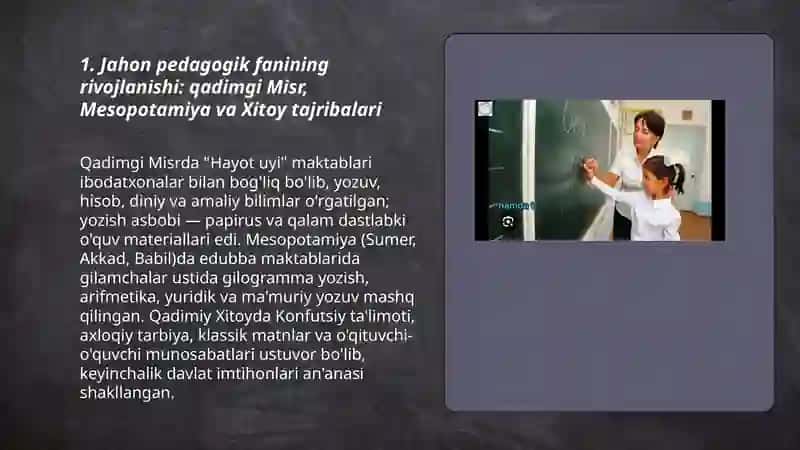 Jahon pedagogik fanining rivojlanish tarixi bayoni 3