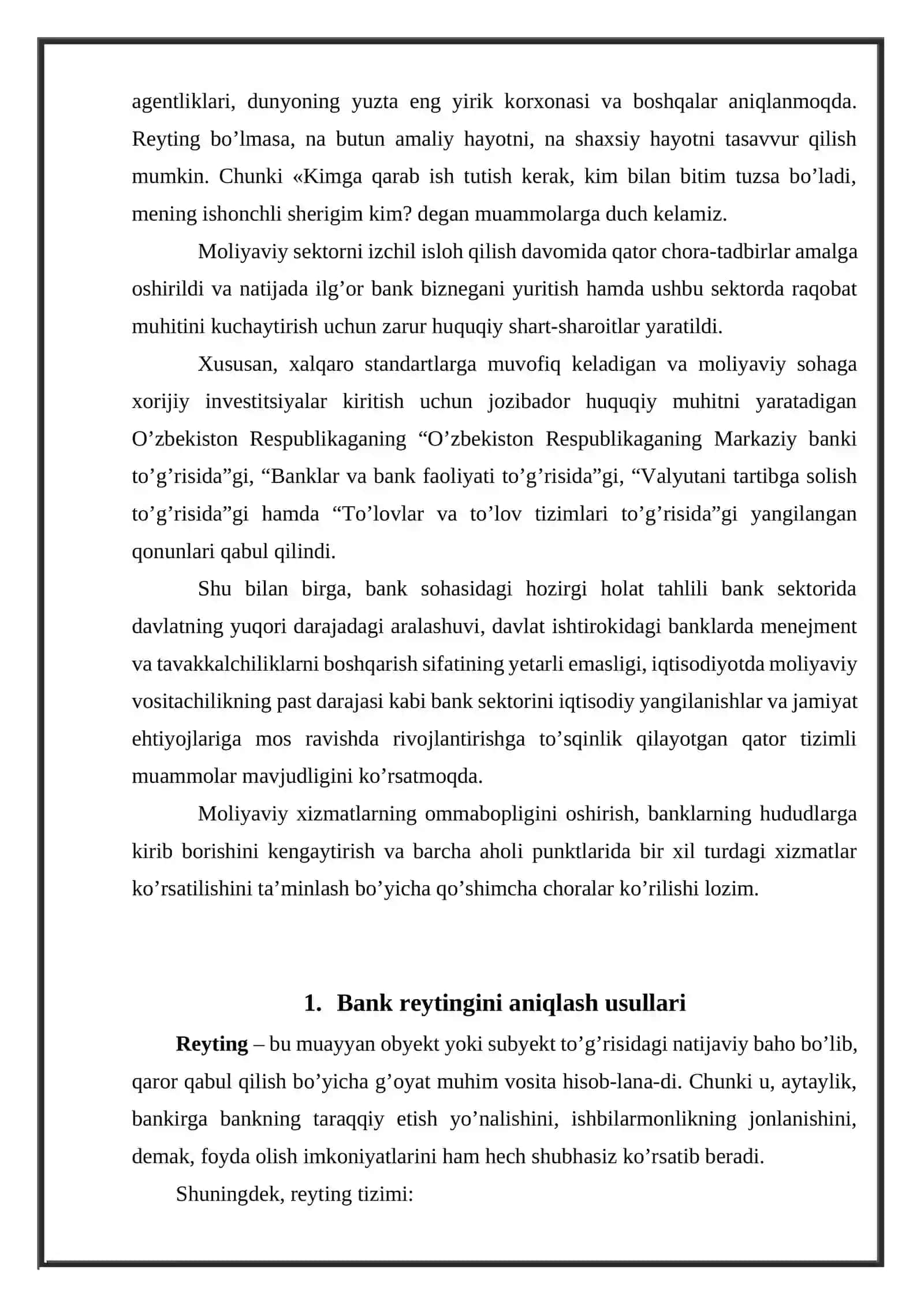 BANKLARNI KREDITLASH REYTINGINI ANIQLASH 3