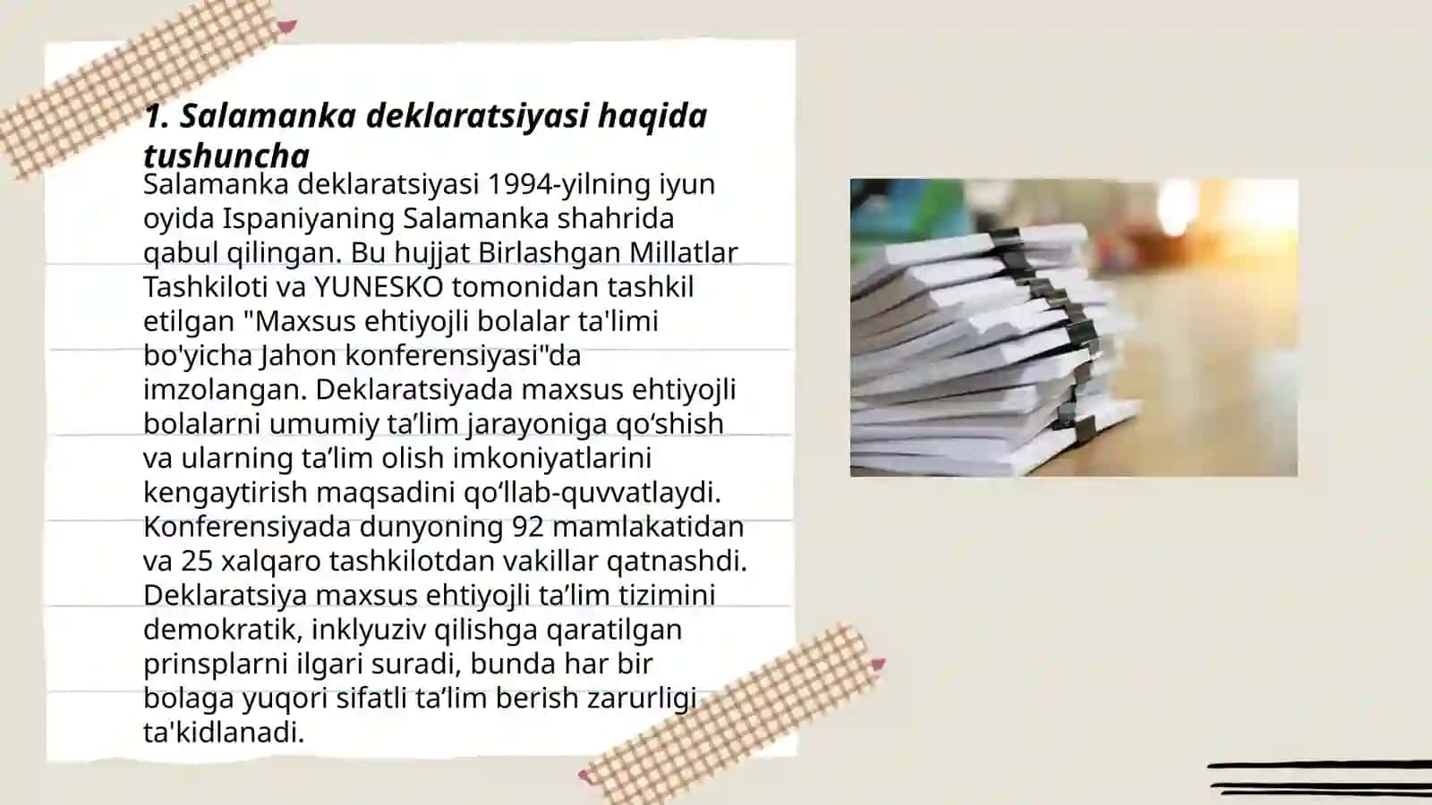 Salamanka bayonoti va ish faoliyati rejasi 3