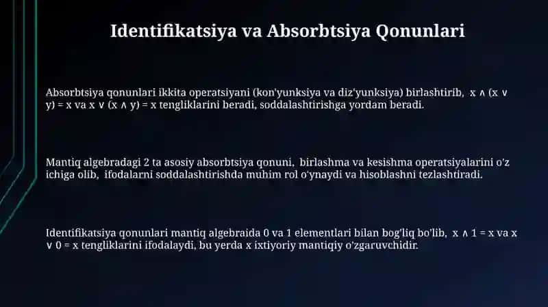Mantiq algebrasining aksiomalari 3