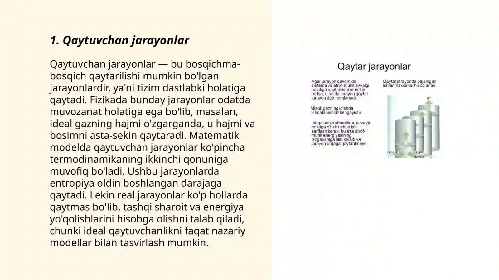 Qaytuvchan va qaytmas jarayonlar 3
