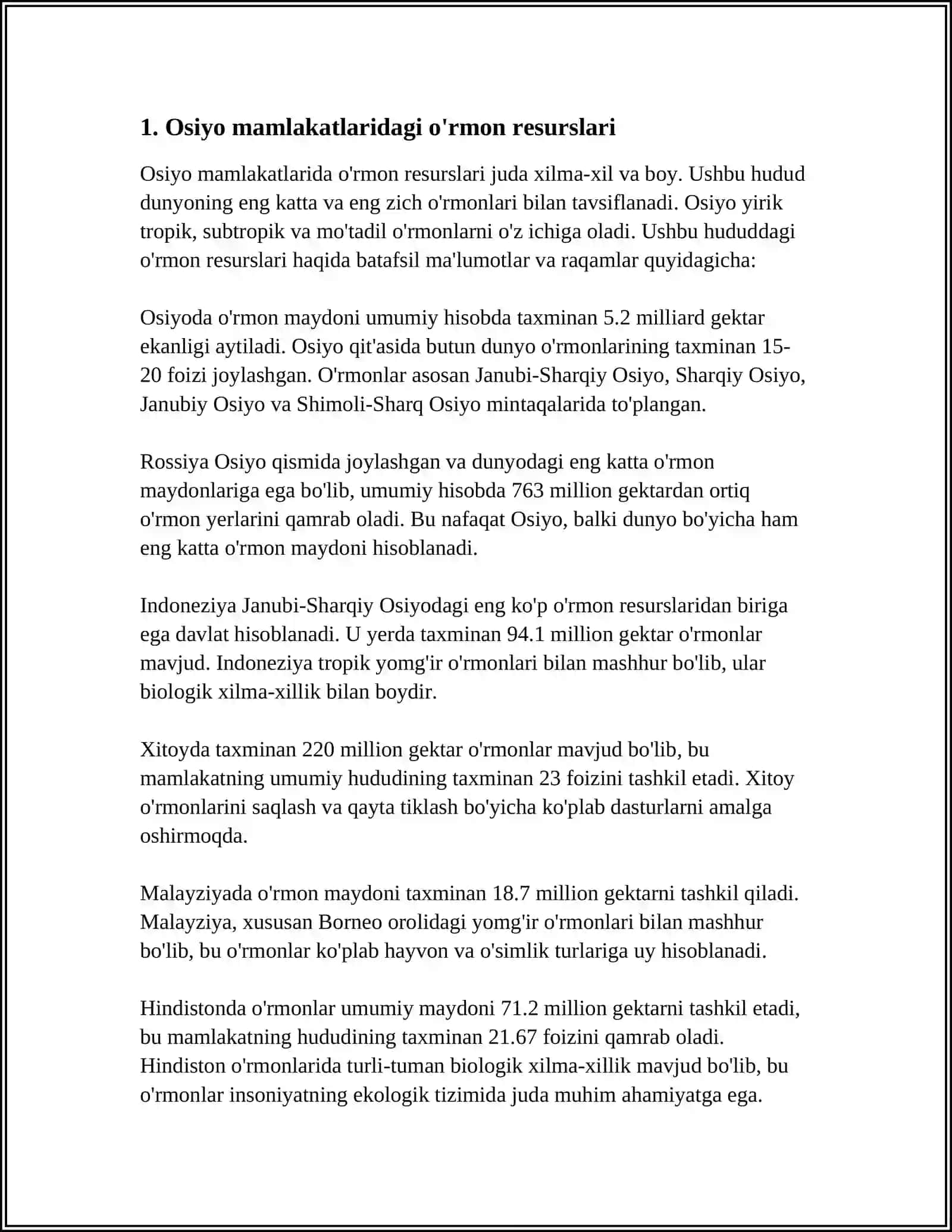 OSIYO MAMLAKATLARI O'RMONLARI 3
