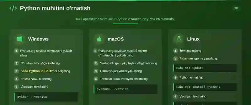 Pythondasturlashtili nito'liq o'rganish 3