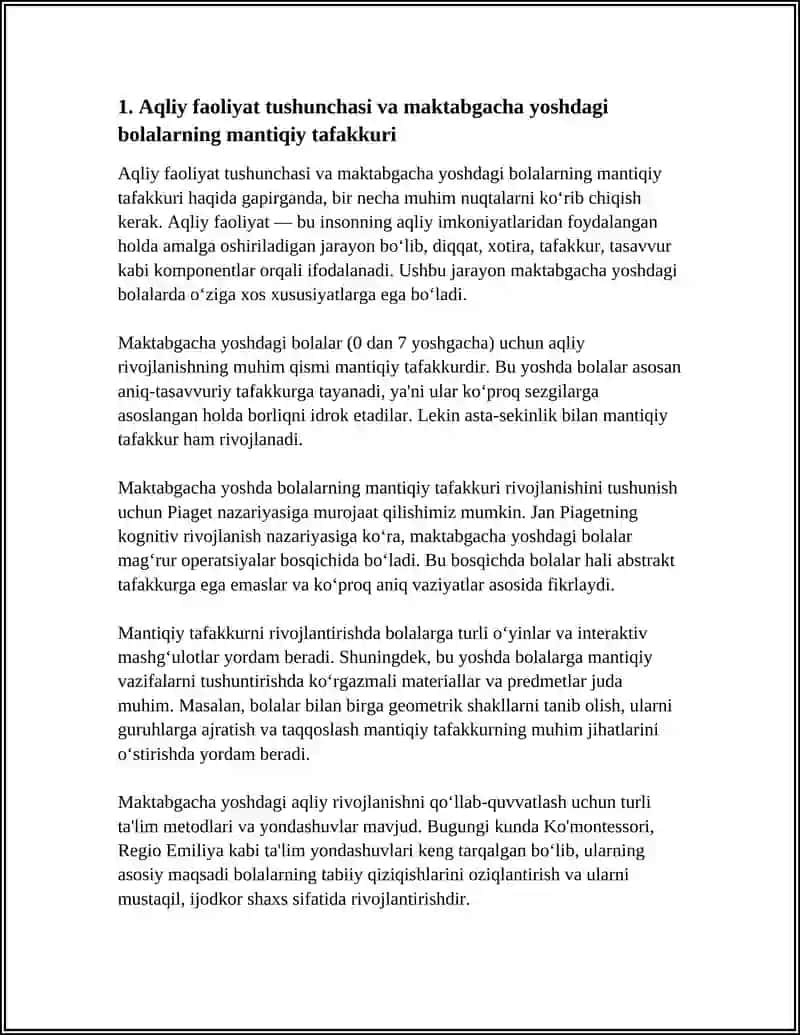 MAKTABGACHA YOSHDAGI BOLALARNING MANTIQIY TAFAKKURINI RIVOJLANTIRISHDA AQLIY FAOLIYAT OʻRNI 3