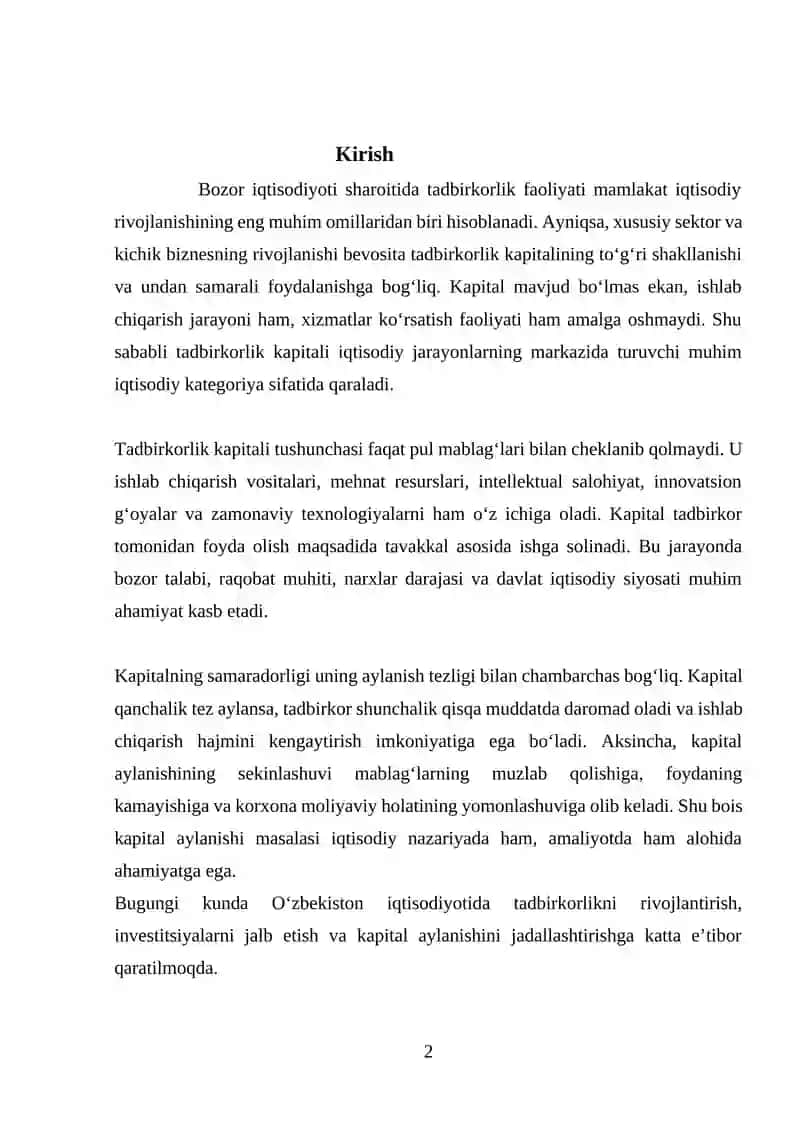 Tadbirkorlik kapitali va uning aylanishi 3