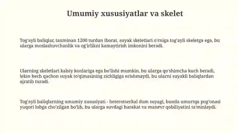 Togʻayli baliqlar sinfi 3