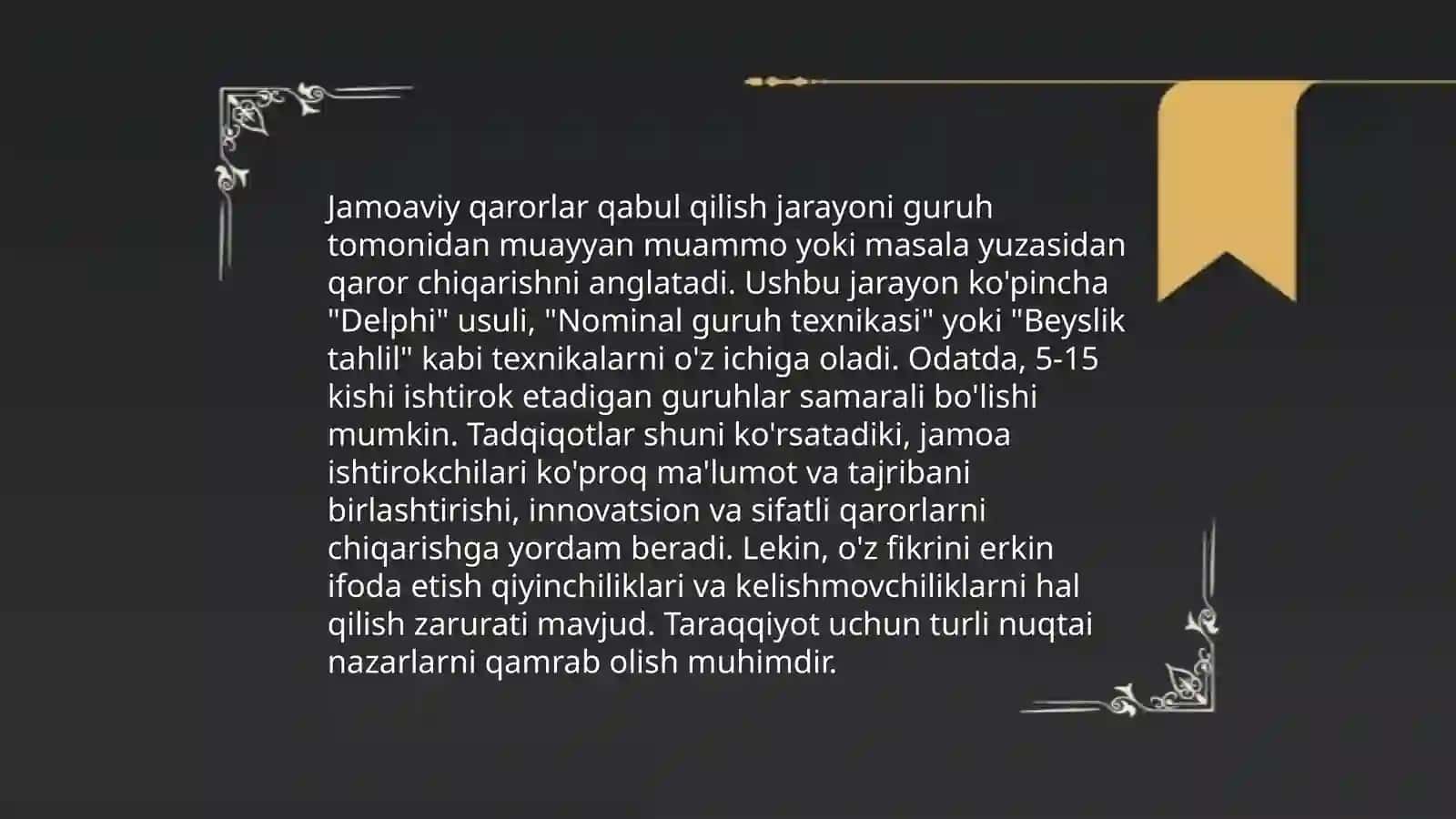 Jamoaviy holda qarorlarni ishlab chiqish 3