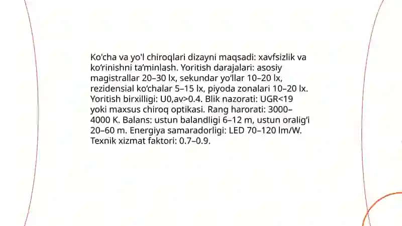 Ko'cha va yo'l chiroqlari dizayni 3