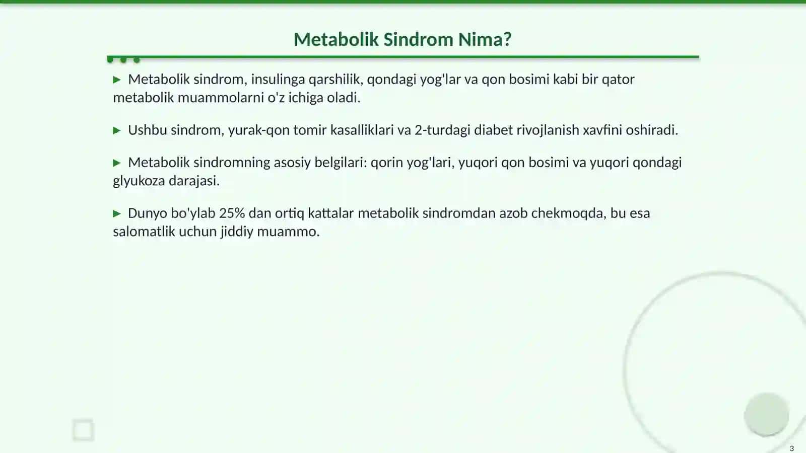 Metabolik Sindrom: Biokimyoviy Asoslar va Asoratlar 3