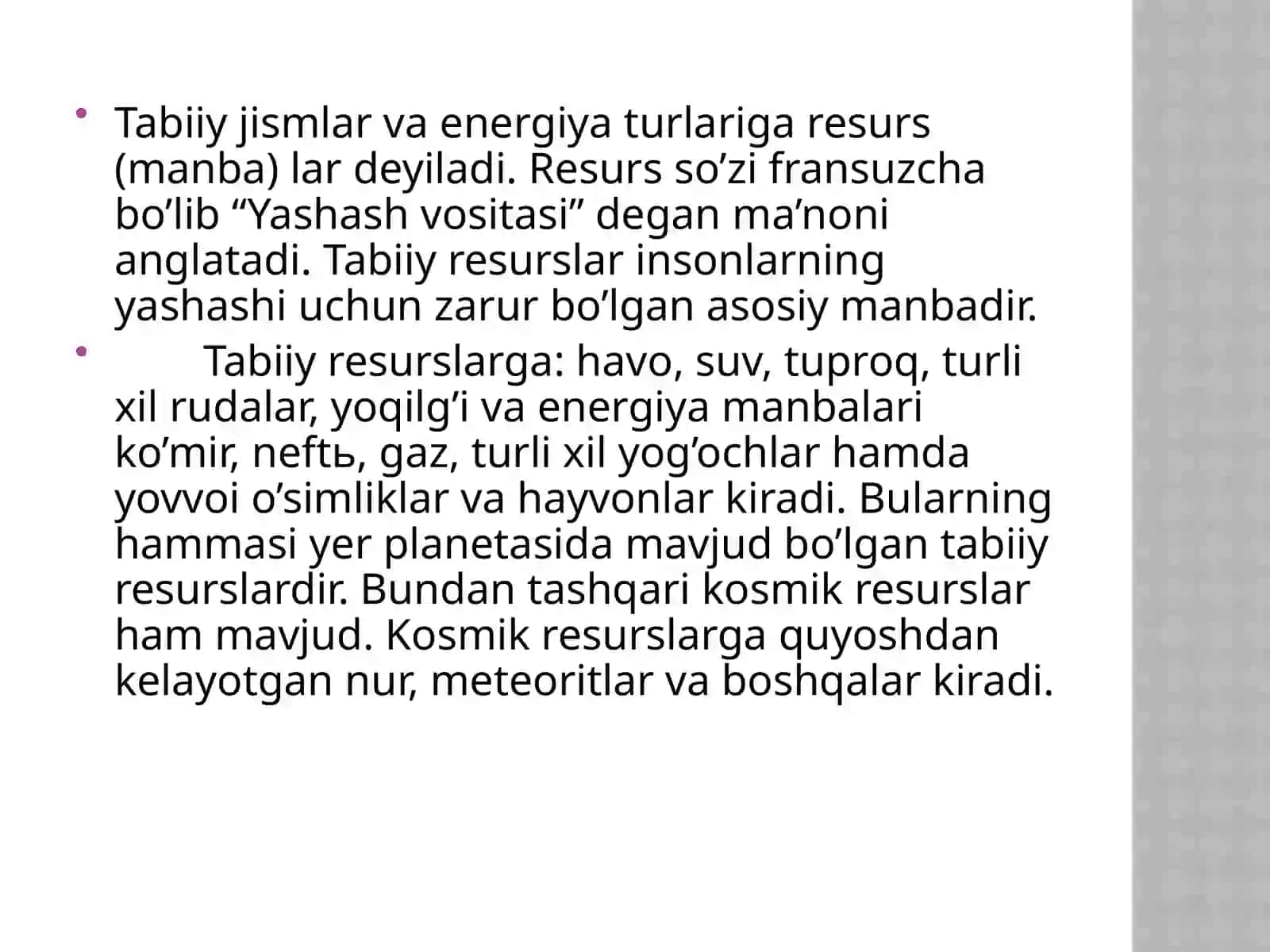 Tabiiy resurslar tasnifi 3