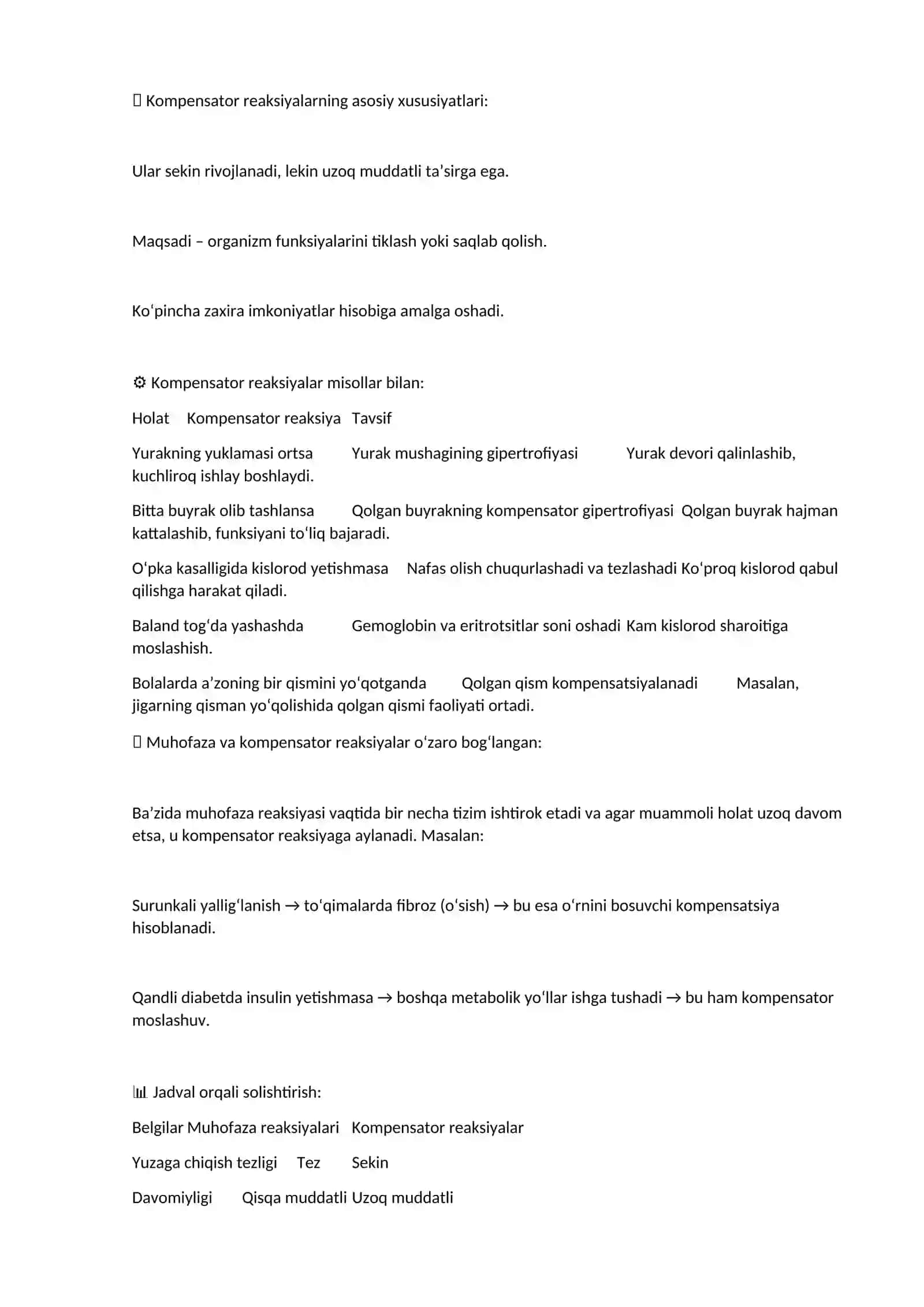 Muhofaza va kompensator moslashish reaksiyalari 3