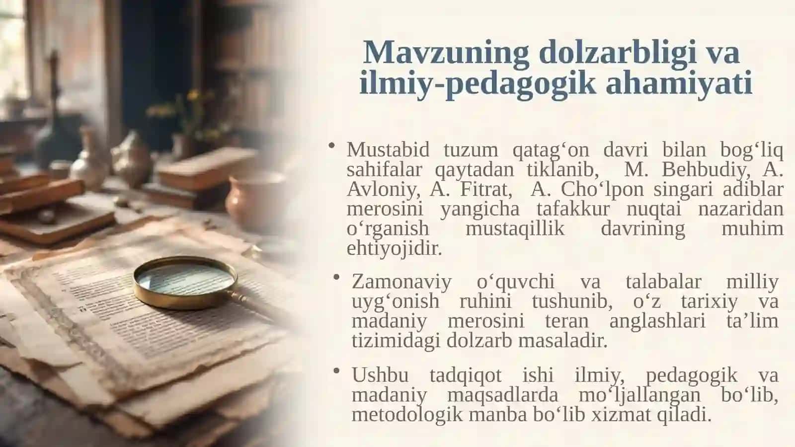 O‘zbek adabiyotida milliy uyg‘onish davri va Jadidlar ijod 3