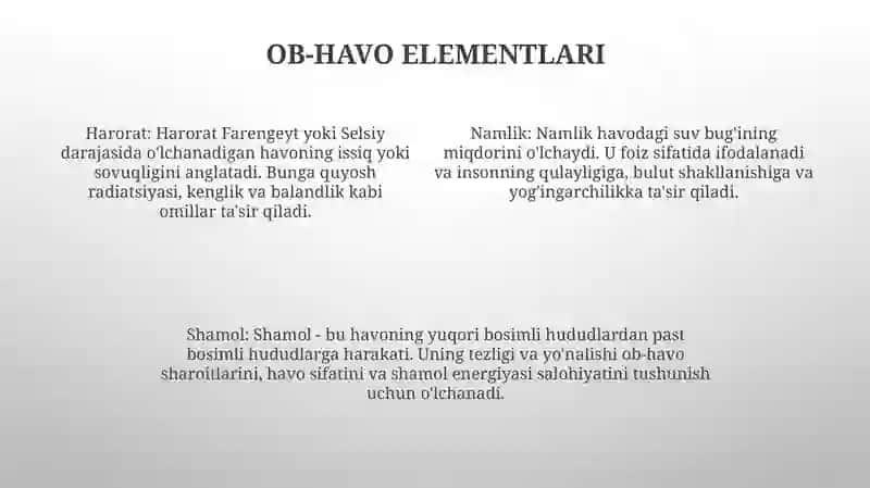 Ob - Havo Elementlarini Tahlil Qilish 3