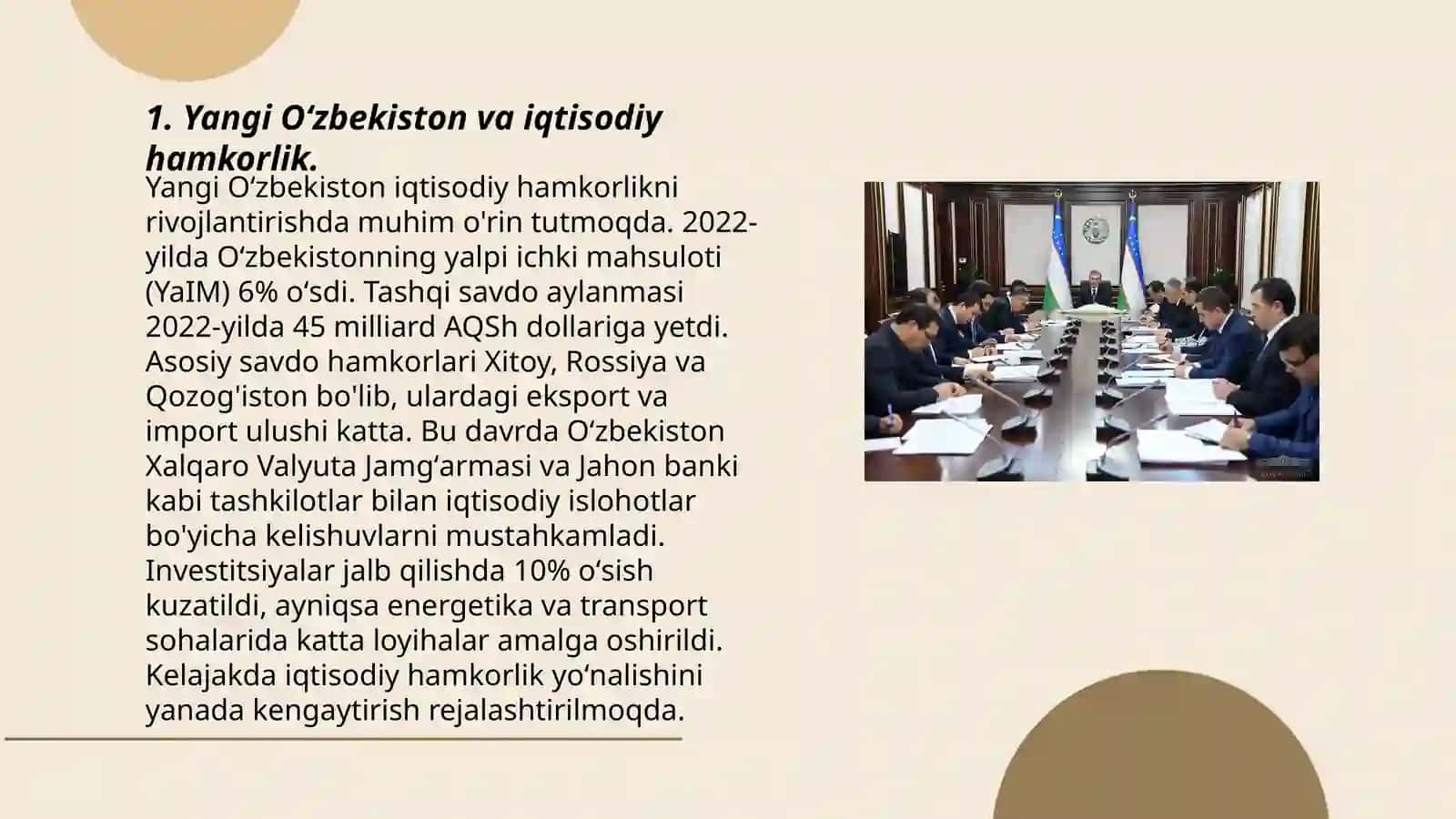Yangi Oʻzbekiston va iqtisodiy hamkorlik 3