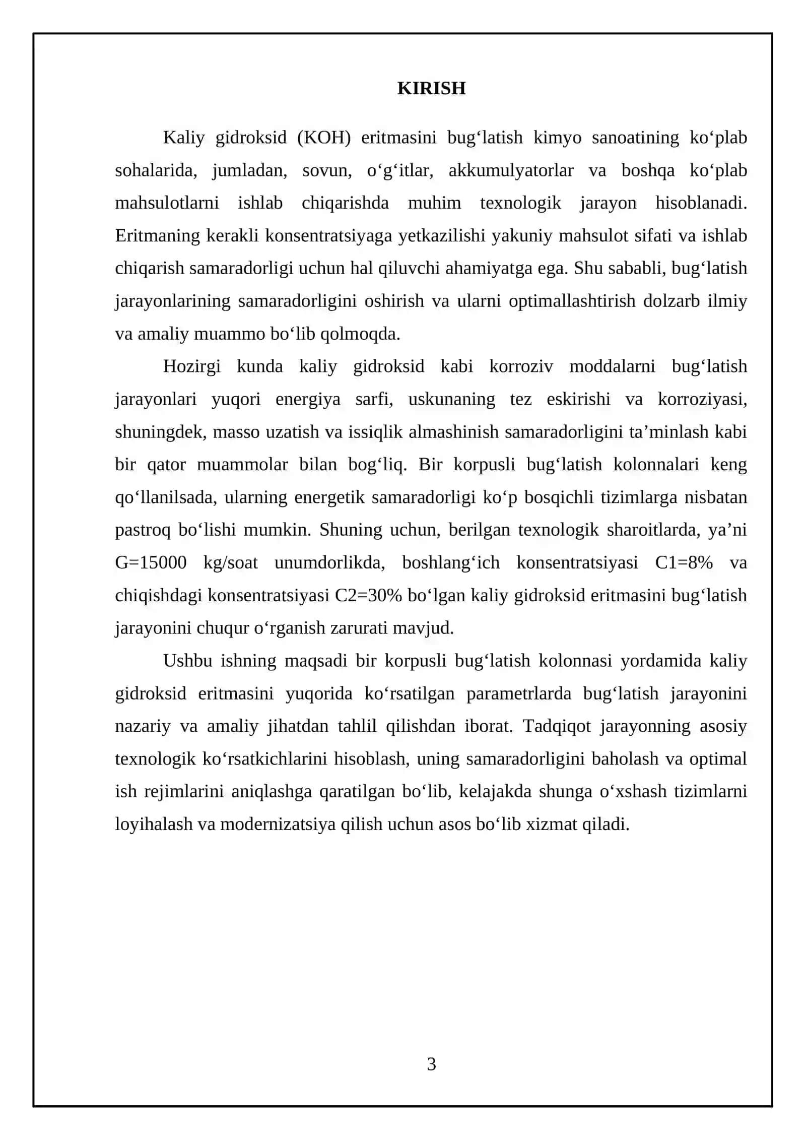 Bir korpusli bug’latish kolonnasi 3
