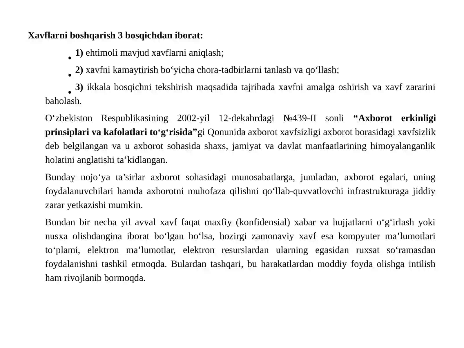 Axborot xavfsizligi tushunchasi va zaruriyati 3