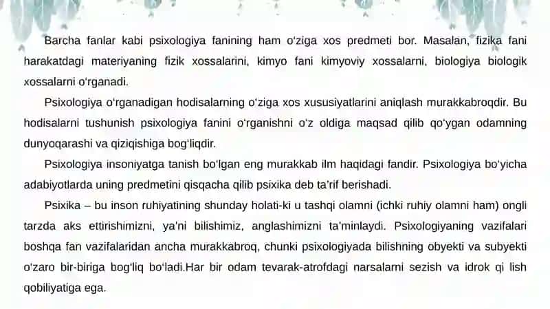 Psixika haqida umumiy tushuncha 3