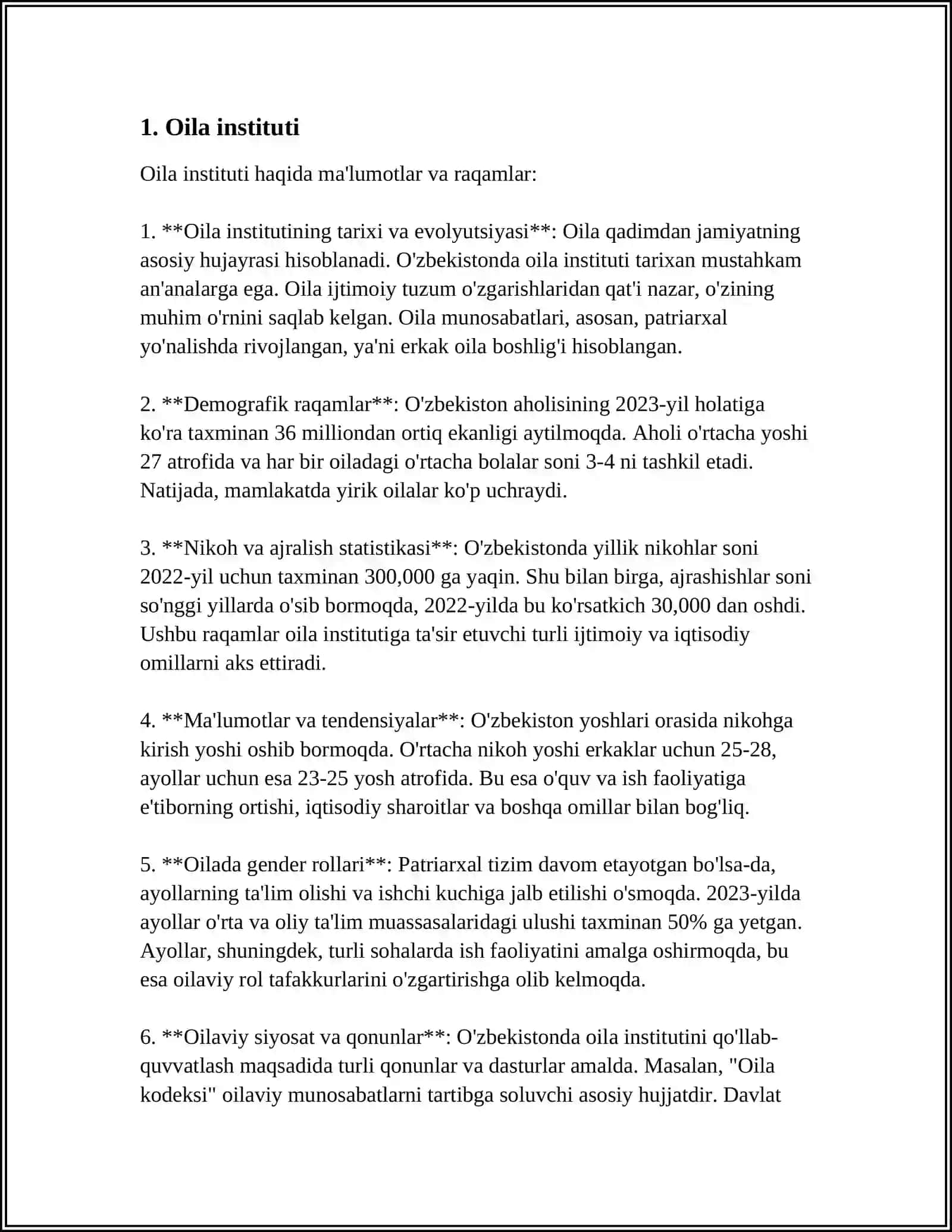 Oila instituti haqida ma'lumotlar va raqamlar 3
