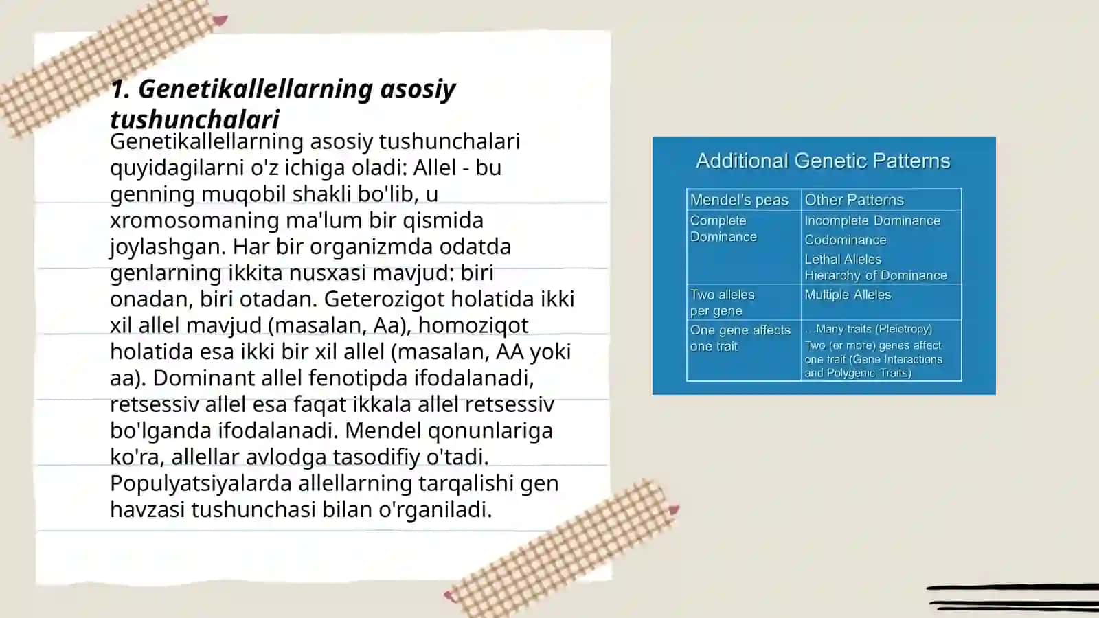 Genetikallellarning asosiy tushunchalari 3