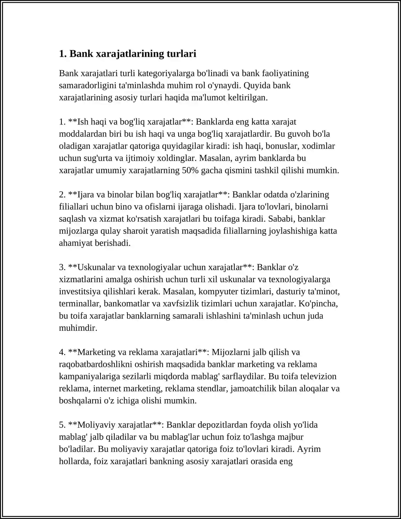 BANKLARDA XARAJATLARNI HISOBLASH VA TAQSIMLASH - BANK XARAJATLARI VA ULARNING MOLIYAVIY HISOBOTLARDA TO'G'RI AKS ETTIRILISHI 3