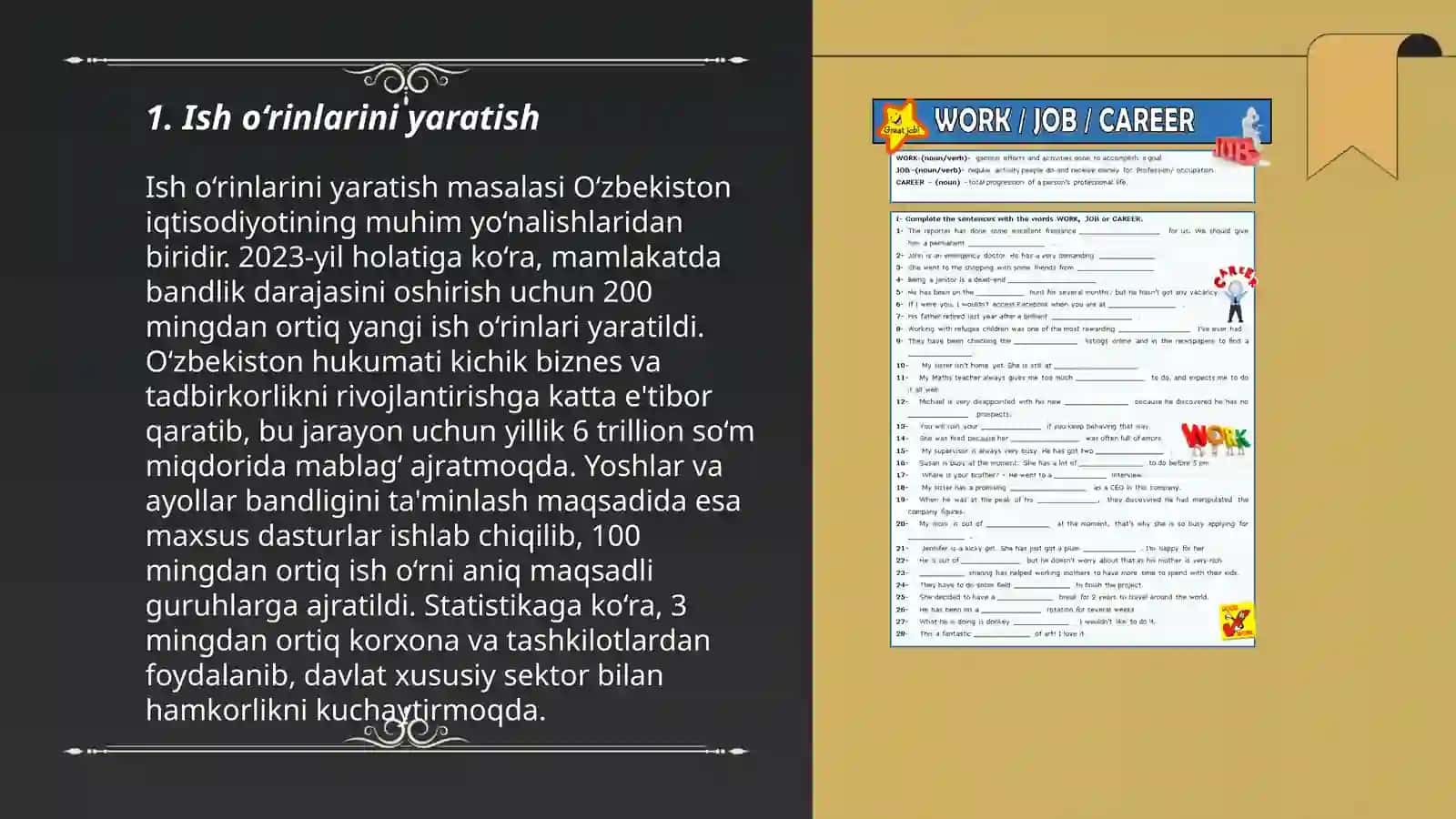 Ish o‘rinlarini yaratish 3