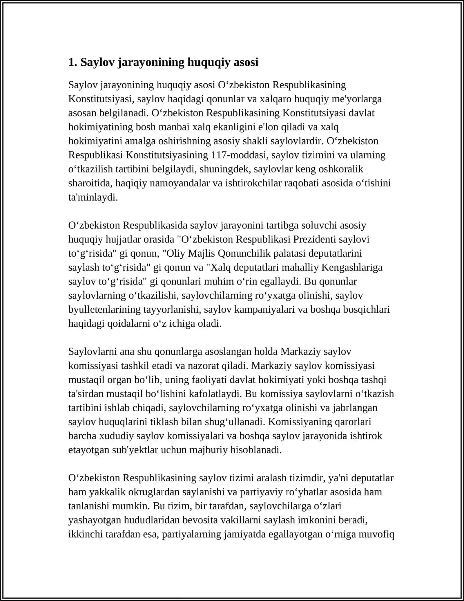 Mavzu: SAYLOV JARAYONI VA SAYLOV ORGANLARI 3
