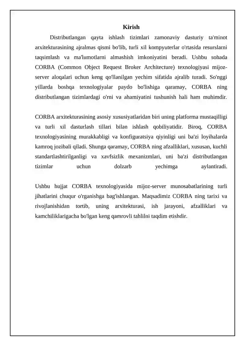 CORBA: Arxitektura va Asosiy Tushunchalar 3