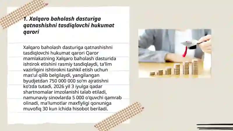 Xalqaro baholash dasturi doirasida hukumat qarorlari 3