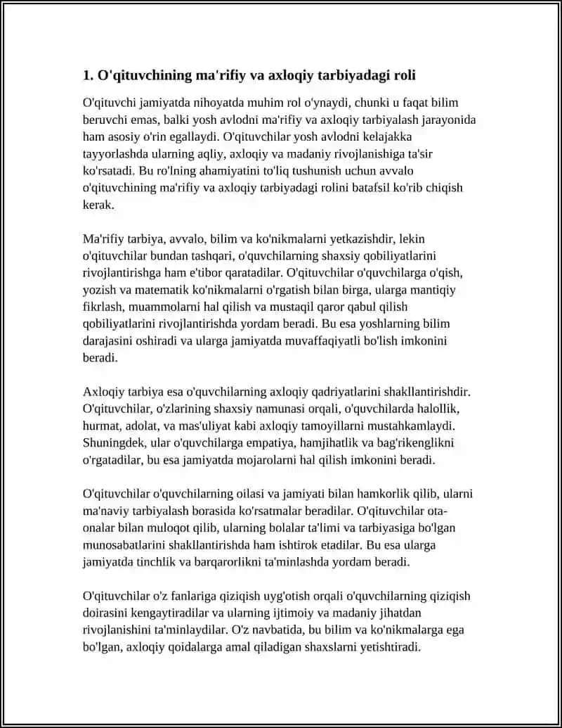 O'QITUVCHINING JAMIYATDA TUTGAN O'RNI 3