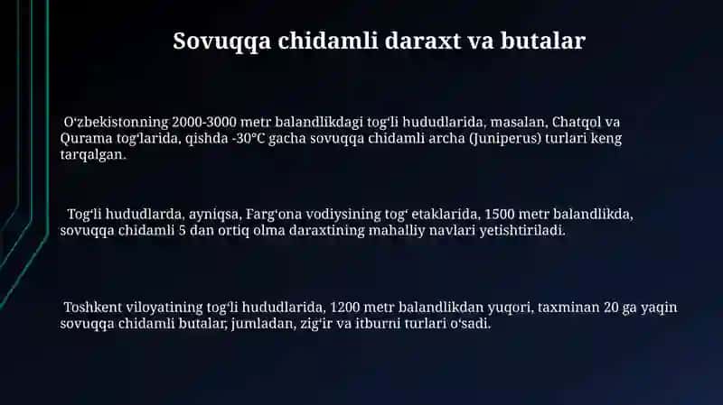 Togʻ mintaqasiga mos daraxt va buta turlari 3