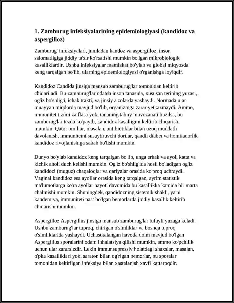 ZAMBURUG INFEKSIYALARI. (KANDIDOZ, ASPERGILLEZ) 3